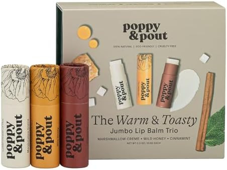 Jumbo Lip Balm Gift Set (3-Pack, Warm Flavors) | Poppy & Pout All Natural Lip Balms & Moisturizer... | Amazon (US)