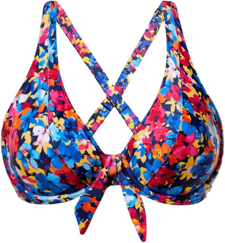 Women Underwire Bikini Top Only - Knot Front Bathing Suit Top Swim Bra Push Up Swimsuits Top | Amazon (US)