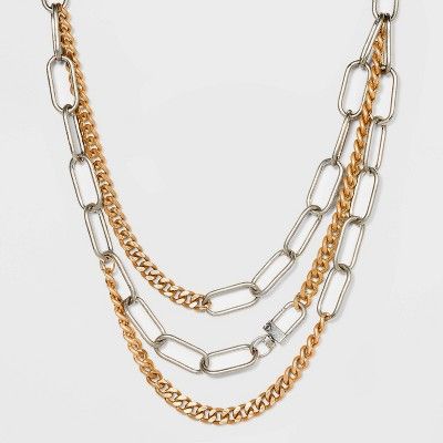 Mixed Metal Chunky Chain Layered Necklace - Universal Thread™ | Target