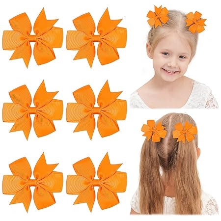 Choicbaby 3 Inches Hair Bows for Girls Orange Grosgrain Ribbon Pinwheel Hair Bows Clips Toddler H... | Amazon (US)