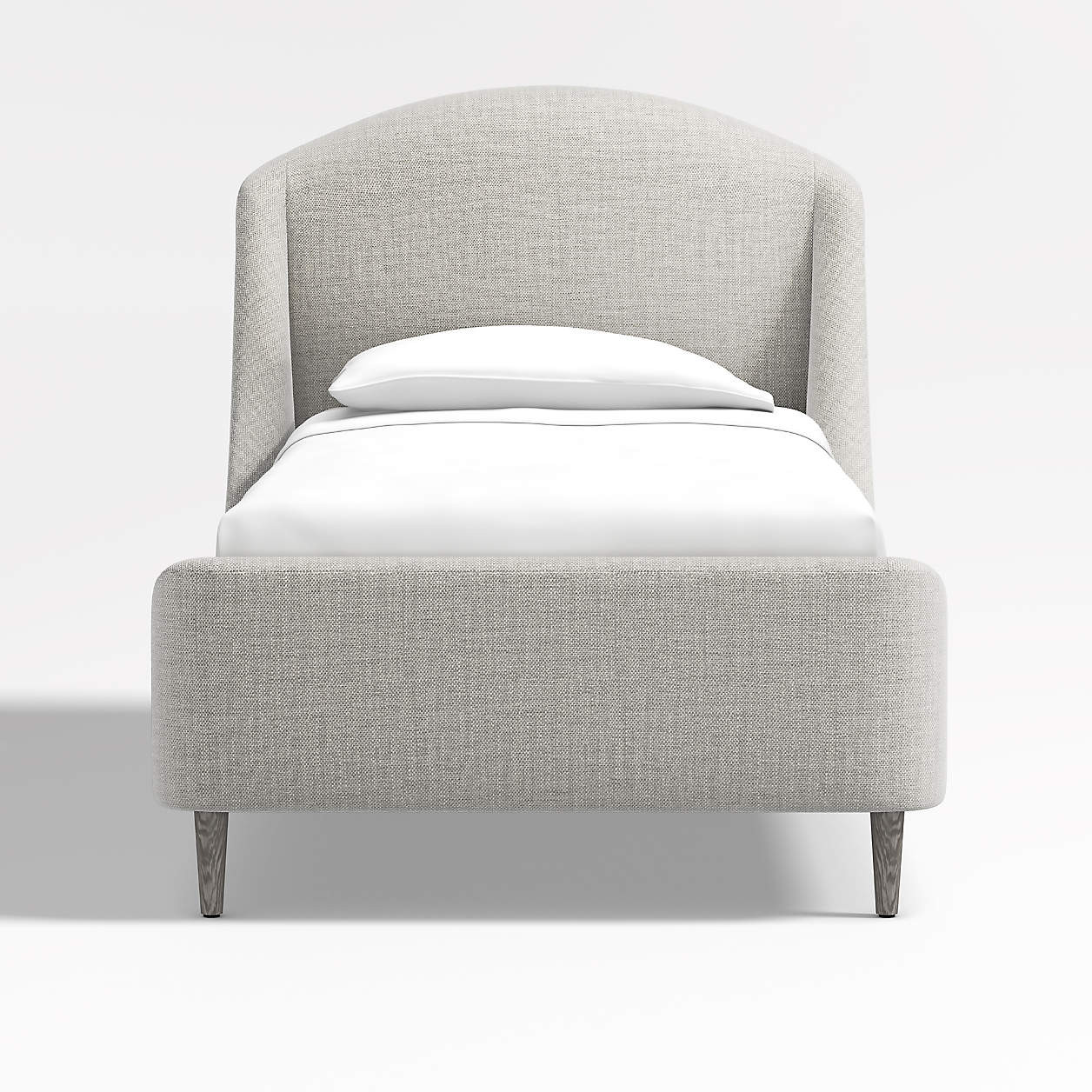 Lafayette Weave Mist Grey Upholstered Twin Bed Frame + Reviews | Crate & Barrel | Crate & Barrel