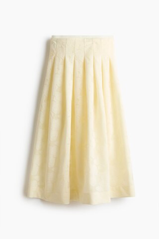 H & M - Pleated Jacquard-Weave Skirt - Light Yellow | H&M (US + CA)