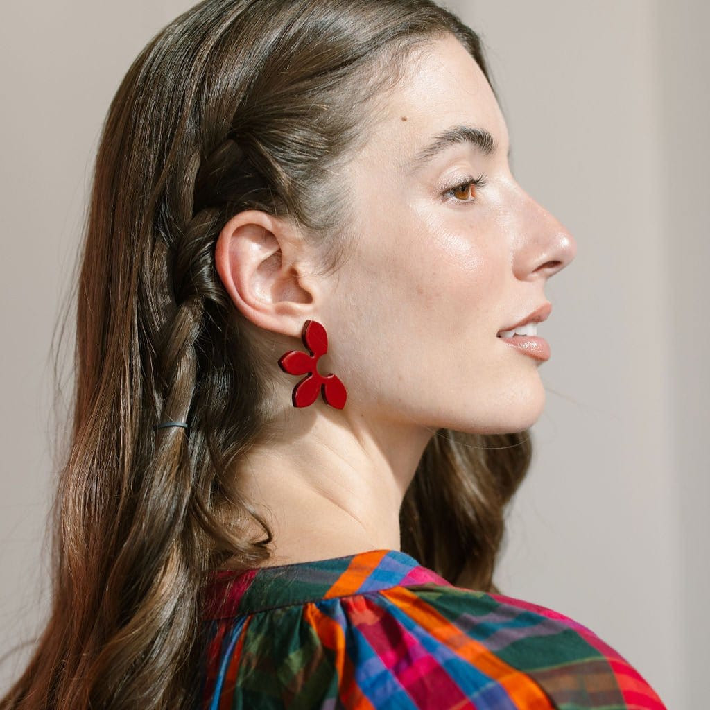 Burgundy Petal Earrings | Sunshine Tienda