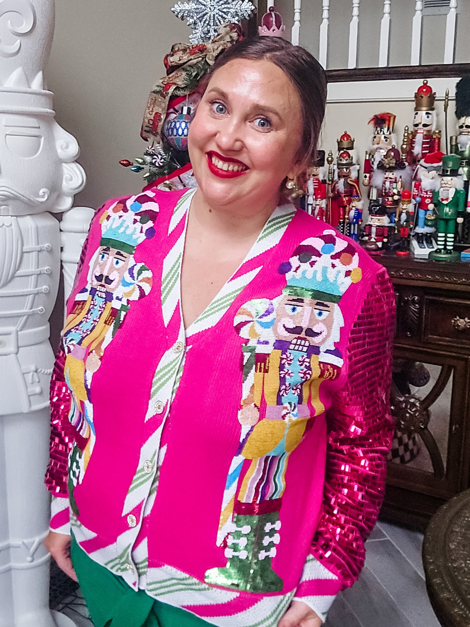 I just ordered the sequin skirt that goes with this nutcracker cardigan bc I decided I needed it after all
This is a size XL in this and I wish I had gotten the XXL. It runs a little small IMO #livinglargeinlilly #nutcracker #QOS #queenofSparkles #christmas 

#LTKHoliday #LTKPlusSize #LTKSeasonal