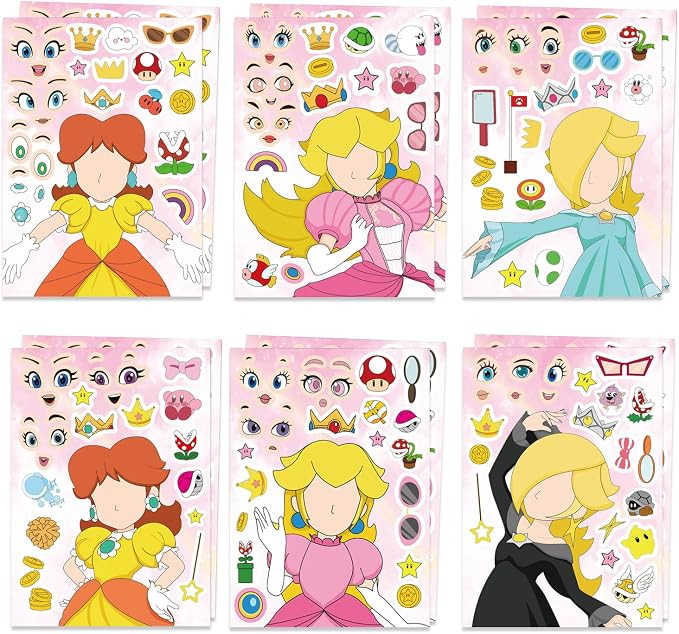 36 PCS Princess Peach Party Supplies Princess Peach Party Favors Make Your Own Cartoon Princess S... | Amazon (US)