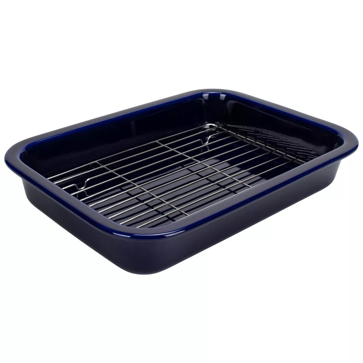 Elanze Designs Large 9x13 inch Stoneware Porcelain Baking Dish With Stainless Steel Rack, Navy Bl... | Target