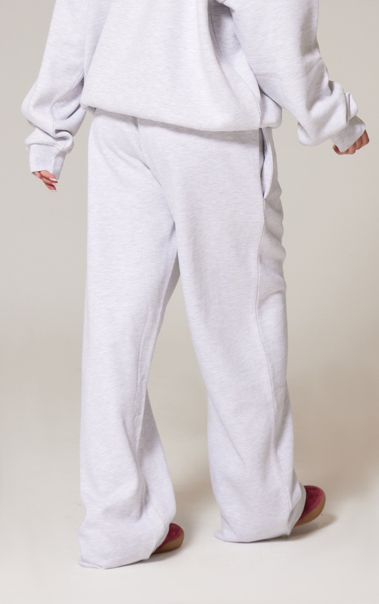PRETTYLITTLETHING Ash Grey Premium Embroidered Oversized Wide Leg Joggers | PrettyLittleThing UK