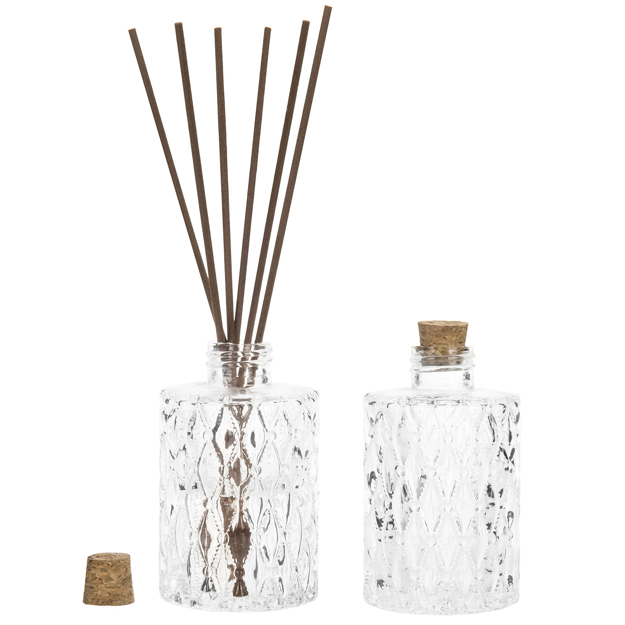 MyGift Small Clear Glass Reed Diffuser Bottles, Vintage Embossed Apothecary Style Flower Bud Vase... | Amazon (US)
