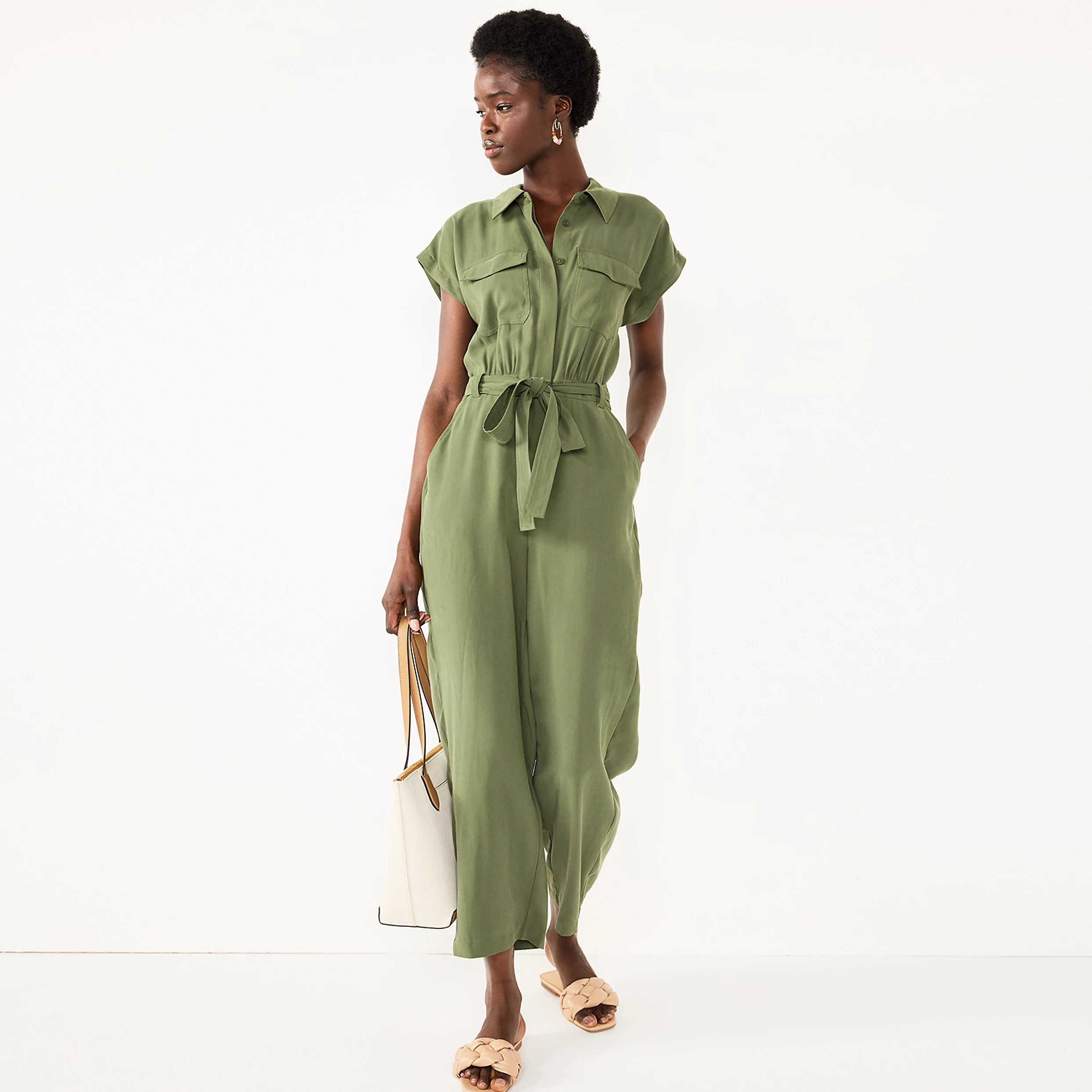 Petite Nine West Utility Jumpsuit | Kohl's