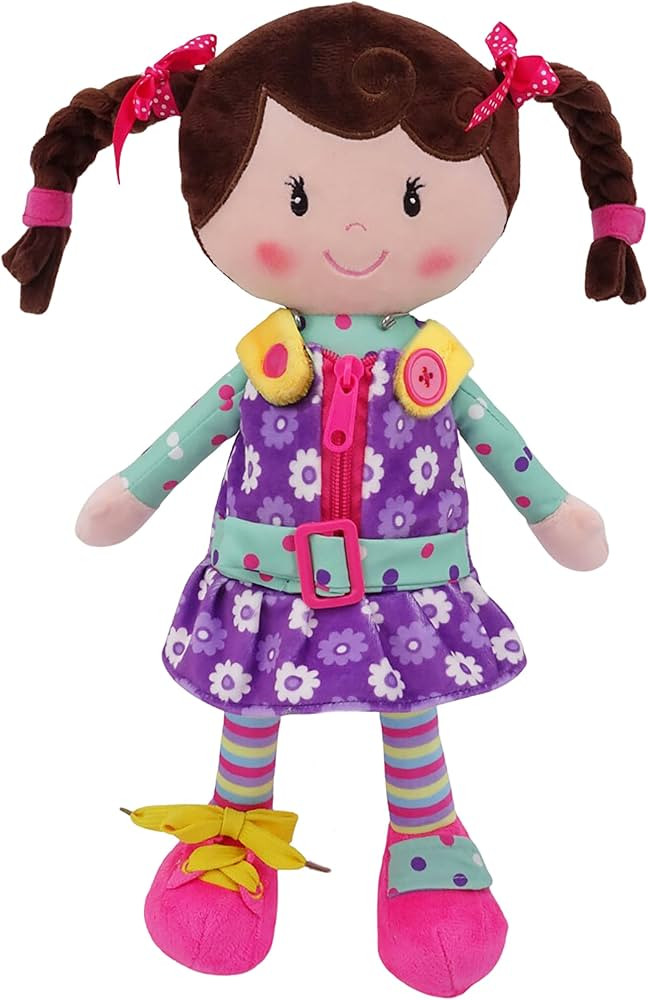 Sugar Snap Plush Doll for Toddlers Learn to Dress Montessori Toy - Dress Me Doll - Zipper, Snaps,... | Amazon (US)