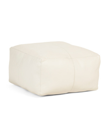 22x13x22 Batton Leather Pouf Ottoman | TJ Maxx