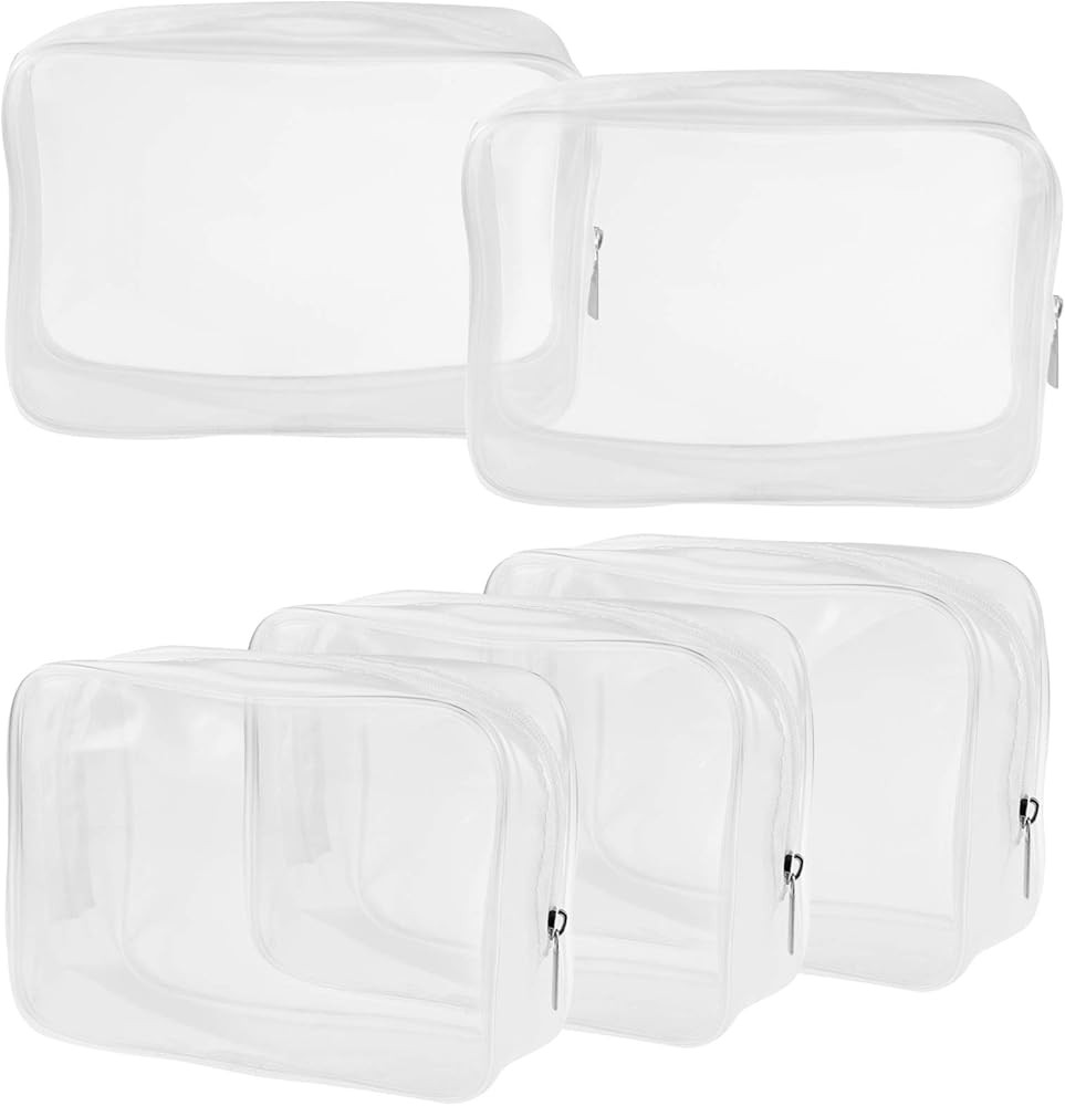 5 Packs Clear Cosmetics Bag TSA Approved, Wobe PVC Zippered Toiletry Carry Pouch Portable Makeup ... | Amazon (CA)