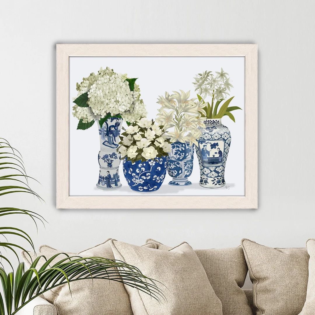Chinoiserie blue and white ginger jar floral prints, Hamptons coastal art, Chinese wall art, Livi... | Etsy (US)