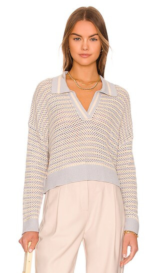 Stripe Polo Pullover Sweater in Iceberg Multi | Revolve Clothing (Global)