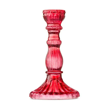 Glass Taper Candle Holder, Burgundy, 6", Valentine's Day by Way To Celebrate | Walmart (US)
