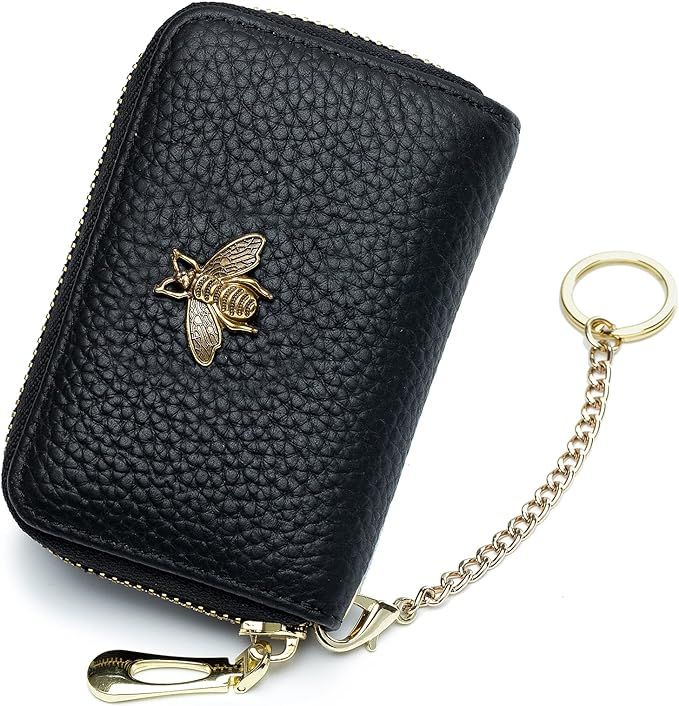 imeetu RFID Credit Card Holder, Small Leather Zipper Card Case Wallet for Women | Amazon (US)