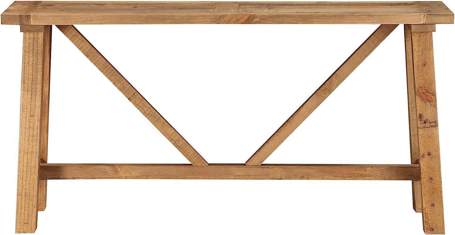 Benzara BM187672 Pine Console Table with Trestle Reinforced Sawhorse Base, Brown | Amazon (US)