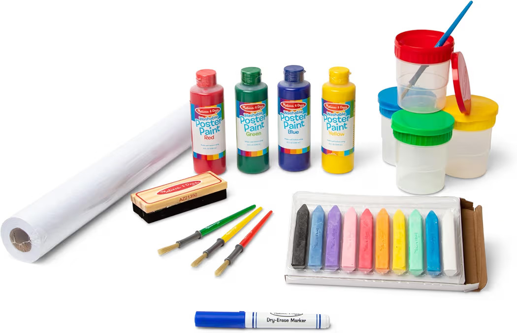 Melissa & Doug Easel Accessory Set - Paint, Cups, Brushes, Chalk, Paper, Dry-Erase Marker - FSC C... | Amazon (US)