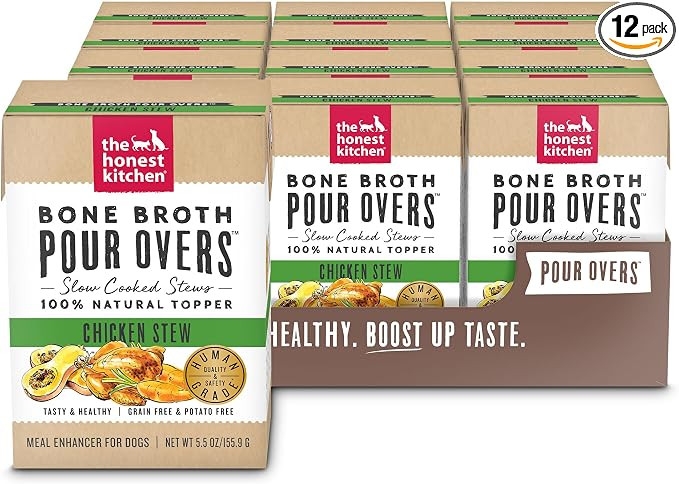 The Honest Kitchen Human Grade Bone Broth POUR OVERS™ Wet Toppers for Dogs(Chicken strew) 5.5 o... | Amazon (US)