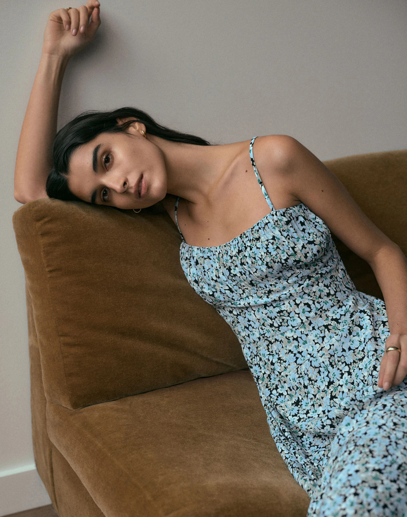 Ruched Sweetheart Sleeveless Midi Dress in Floral | Madewell | Madewell