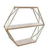 Sagebrook Home 13884-02 Metal/Wood 3 Tier Hexagon Wall Shelf, Gold, 23.75 x 5.75 x 21 inches | Amazon (US)