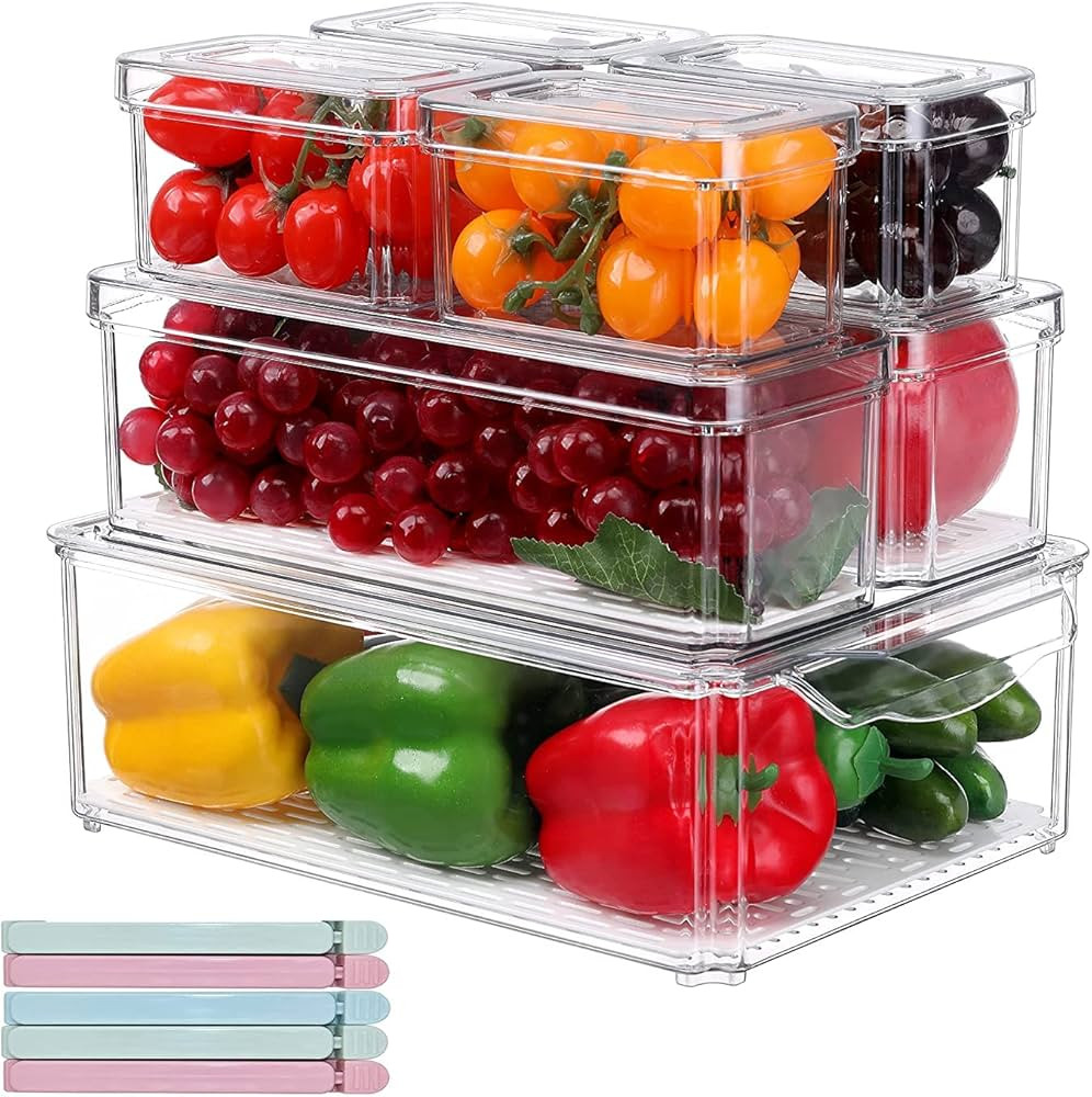 Amazon.com: KUMD 7 Pack Fridge Organizer, Stackable Refrigerator Organizer Bins with Lids, BPA-Fr... | Amazon (US)