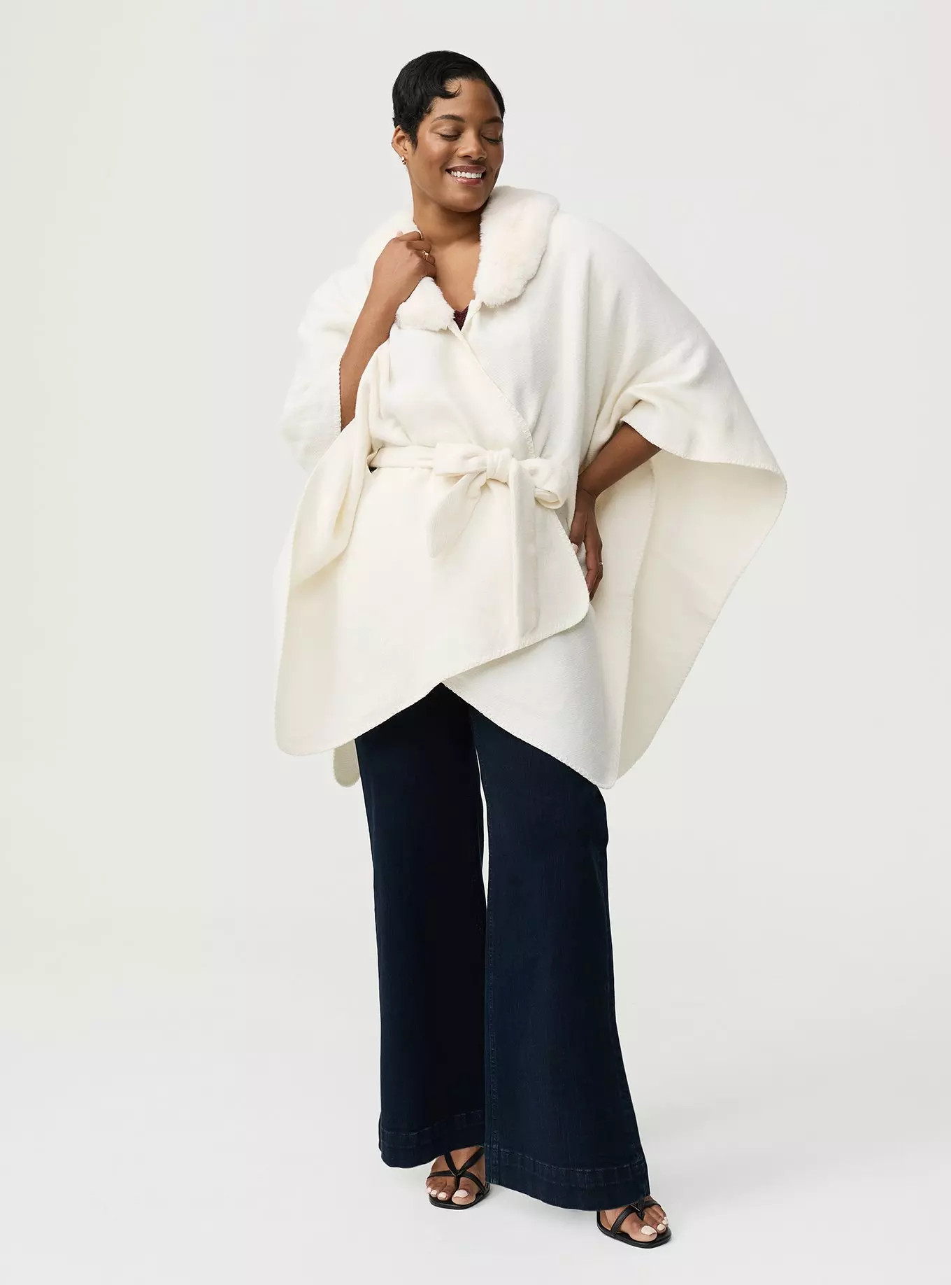 Fur Trim Belted Ruana | Torrid (US & Canada)