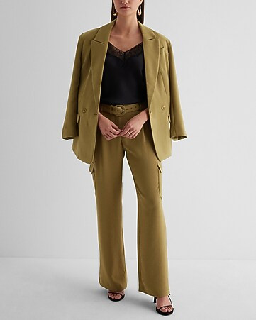 Pleated Belted Utility Trouser Pant Suit | Express