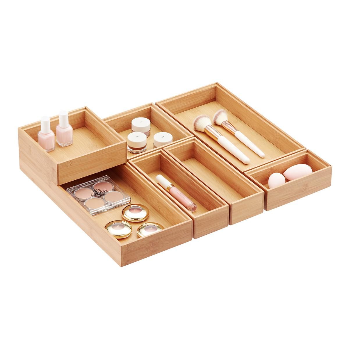Stackable Bamboo Drawer Organizers | The Container Store