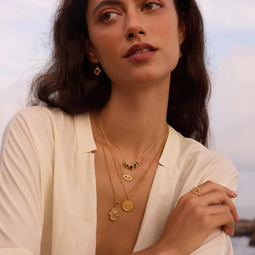 True Visionary White Topaz Evil Eye Coin Necklace | Satya Jewelry