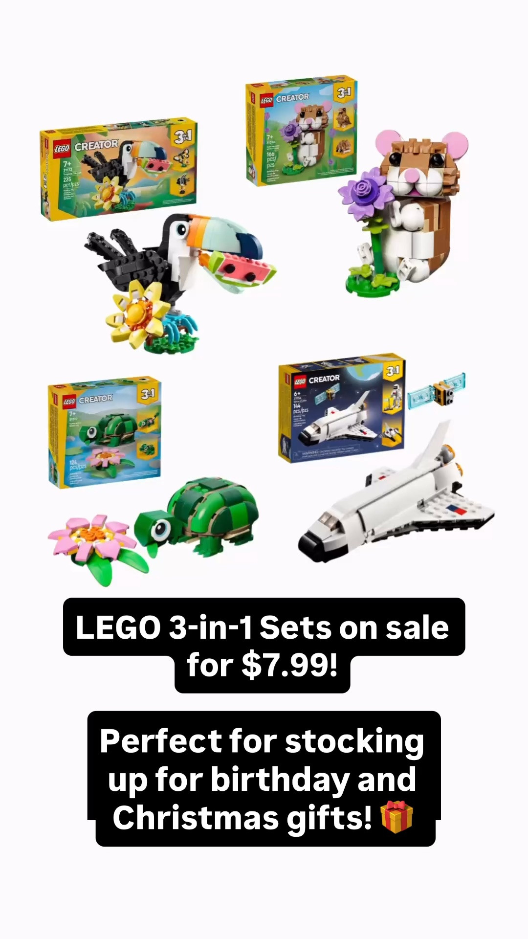 I shared this toucan LEGO set when it was on sale for $9.99…now it’s marked down even more!
Several sets are $7.99 and this is when I stock up for birthdays and Christmas gifts!

#LTKKids #LTKSaleAlert