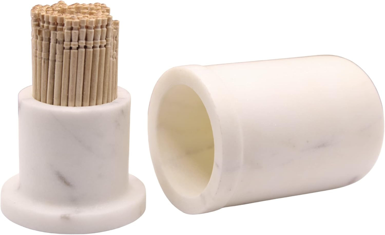 White Marble Toothpick Stick Holder with Lid, Toothpick Dispenser for Kitchen, Toothpick Case Sta... | Amazon (US)
