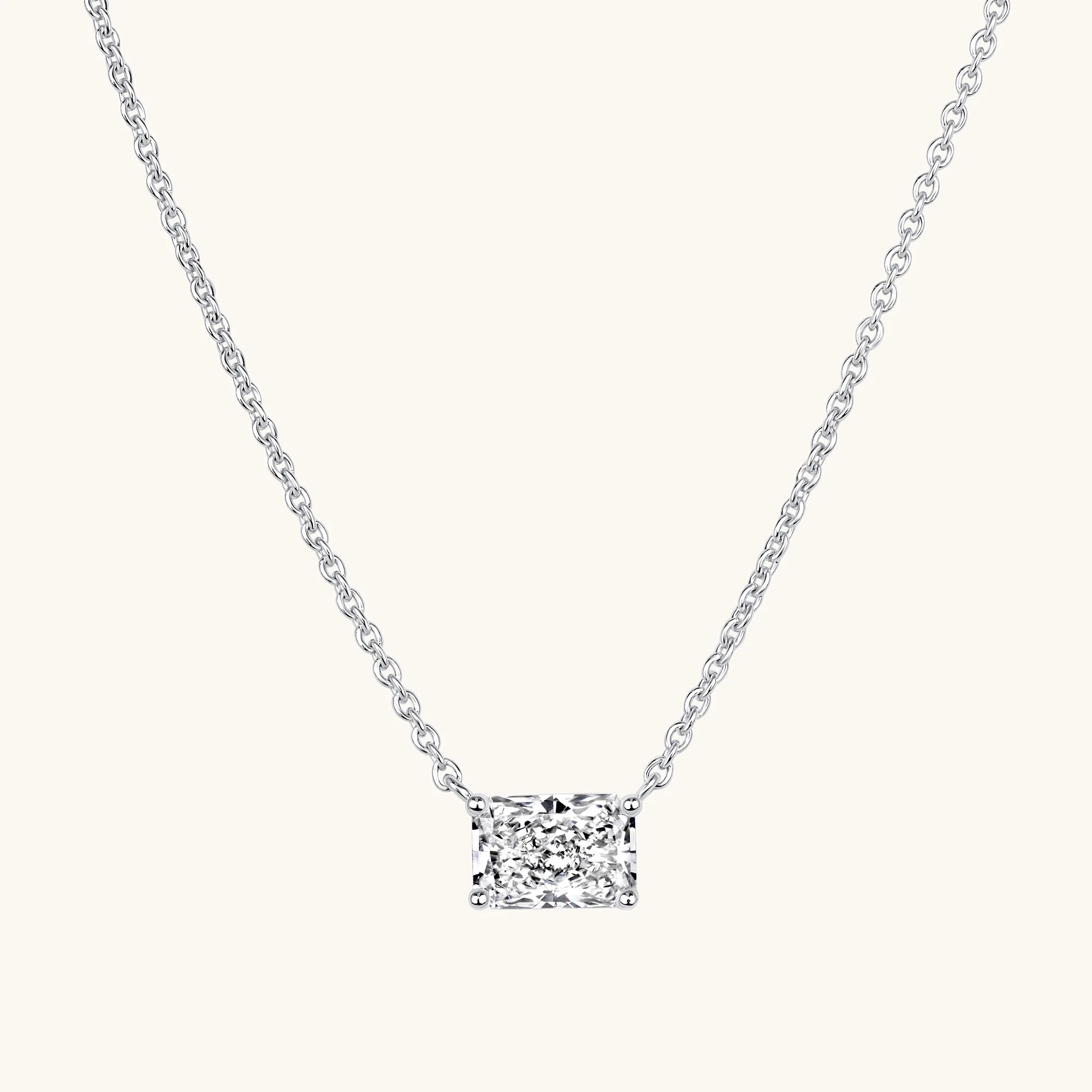 East-West Radiant Lab Diamond Solitaire Pendant | Happy Jewelers