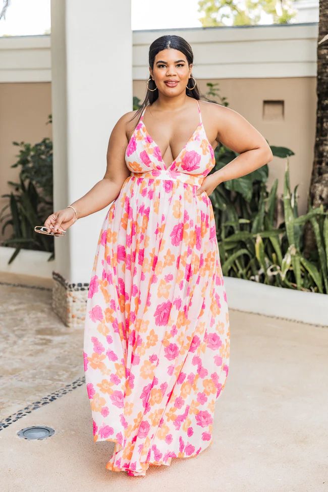 It All Begins With Love Pink/Orange Floral Maxi Dress | Pink Lily