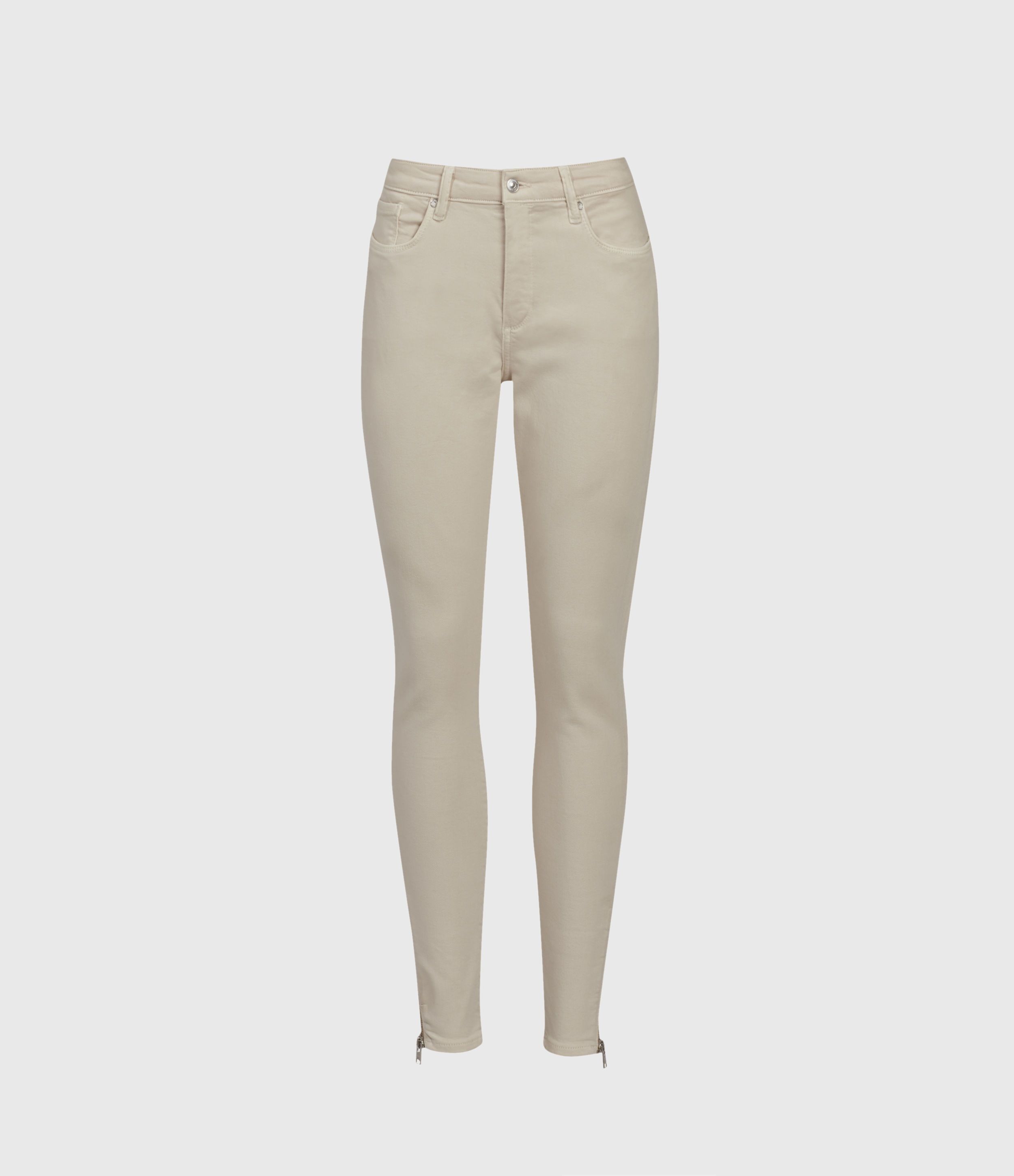 AllSaints Miller Mid-Rise Superstretch Skinny Jeans, Cream | AllSaints US