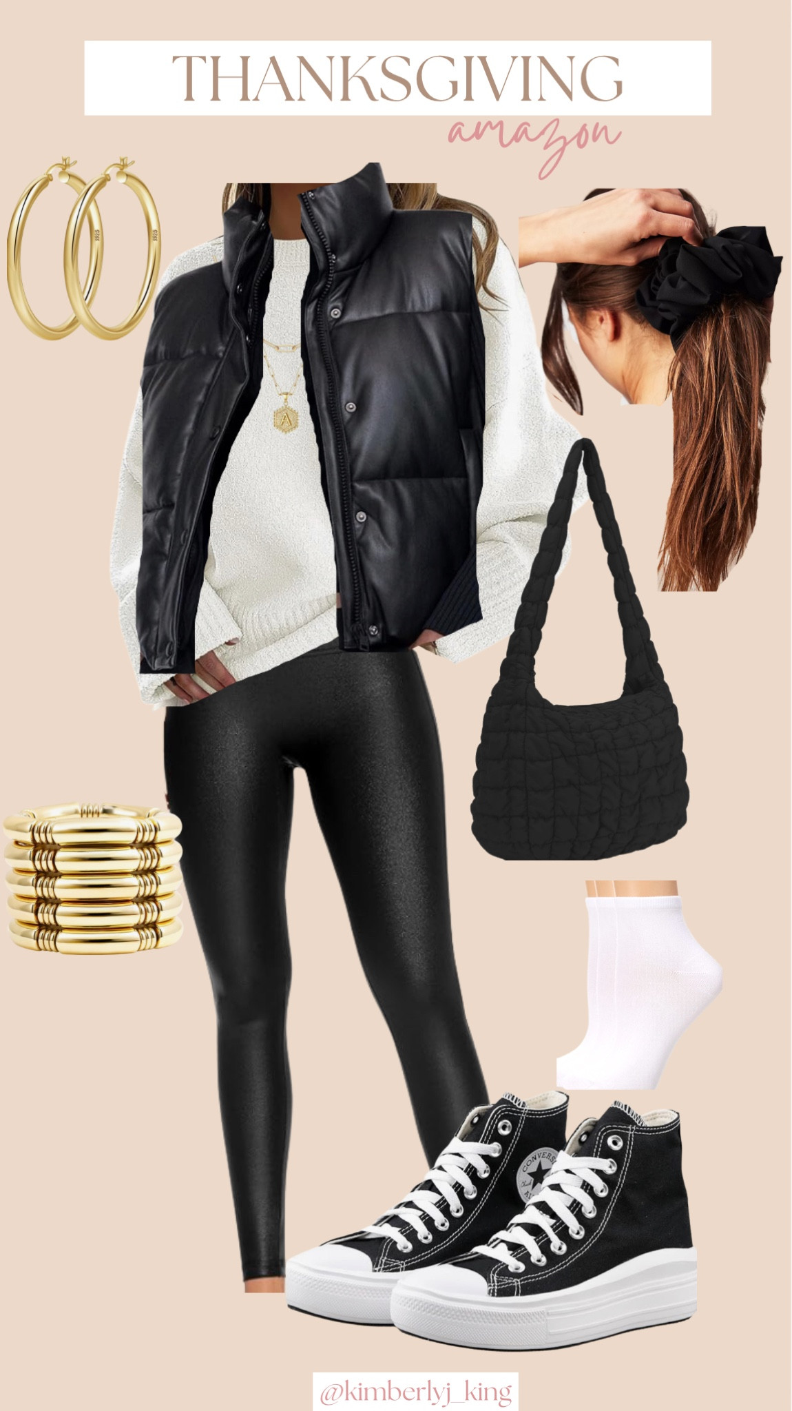 Casual thanksgiving outfit
Amazon thanksgiving outfit
Fall Amazon outfit
Fall outfit idea
Casual errand outfit idea fall
Fall date night outfit
Leather black vest 
Leather black leggings
Puffer vest
Puffer purse
Puffer bag
Converse
Platform sneakers
Scrunchie 
Holiday outfit idea 

#LTKshoecrush #LTKstyletip #LTKfindsunder50