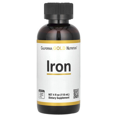 California Gold Nutrition, Iron, as Ferrous Bisglycinate Chelate and Yellow Dock Root, 4 fl oz (118 ml) | iHerb