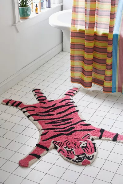 Tiger Shape Tufted Bath Mat in Pink at Urban Outfitters | Urban Outfitters (US and RoW)