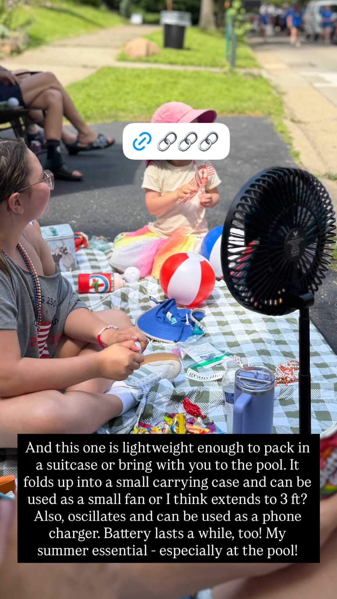 And this is our top overall portable fan rec! It’s free-standing and can extend up to 3 feet, but it’s also lightweight and folds up nicely into a hand-held carrying case, so it’s PERFECT for travel. It oscillates, has a long battery life, AND (one of our favorite features) can also be used as a phone charger! This is one of our top summer essentials!

#LTKTravel #LTKSeasonal #LTKmomlife