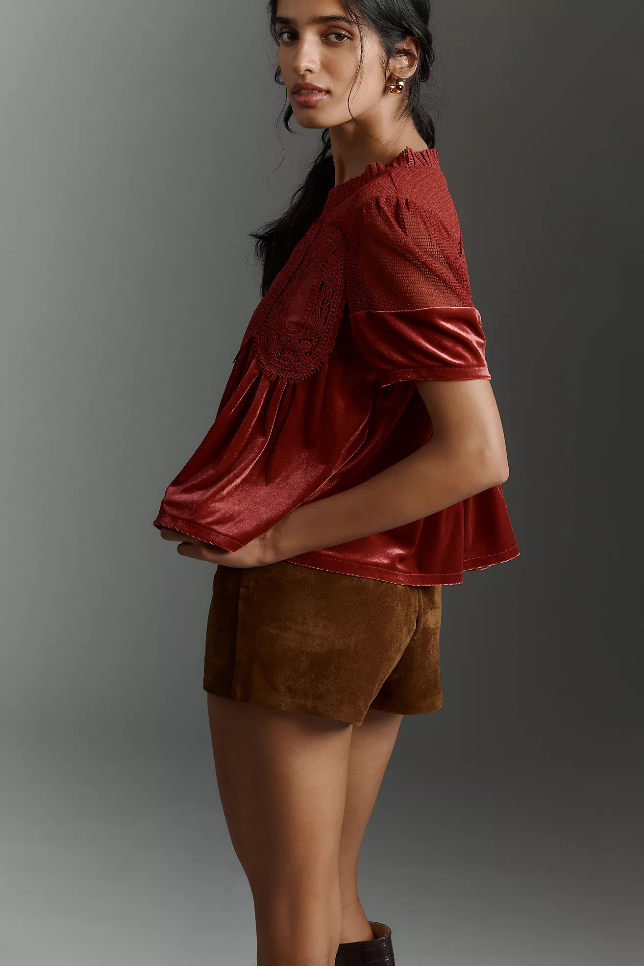 En Elly Velvet Scallop Top | Anthropologie (US)