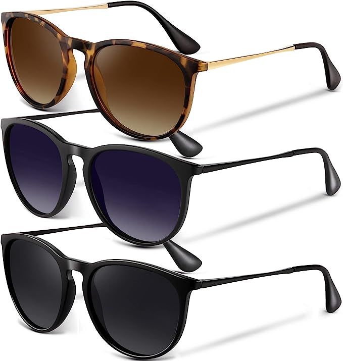 VIYSIOO Sunglasses for Women Men, Womens Vintage Sunglasses 3Pack Trendy Round Classic Retro Mirr... | Amazon (US)