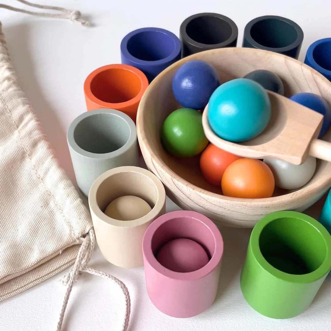 Montessori Color Toy Learning Material Sorting Game for Preschool Activity Set Natural Wood Rainb... | Etsy (US)