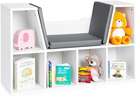Best Choice Products Multi-Purpose 6-Cubby Kids Bedroom Storage Organizer Bookcase w/Cushioned Re... | Amazon (US)