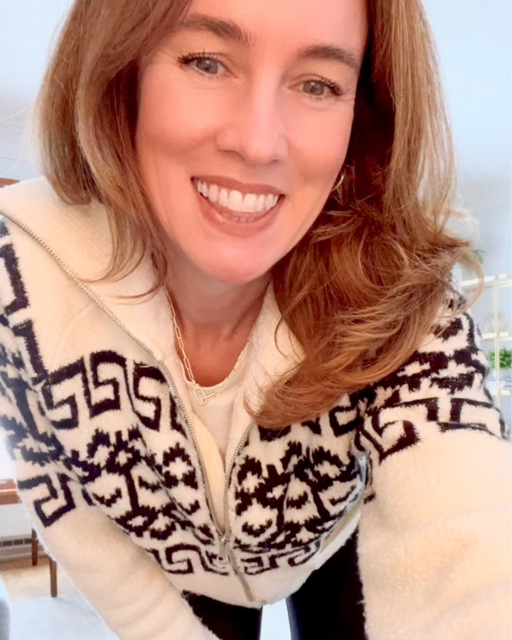 Women's Target Winter Sweater Outfit - with black and white fair isle zip up cardigan, off white long sleeve tee, and black fleece lined leggings. #target #leggings #winteroutfit #Over40Style #Over50Style #targetwintersales #bestleggings

#LTKFindsUnder50 #LTKStyleTip #LTKOver40