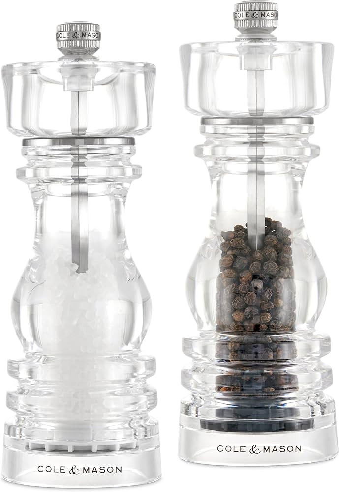 Cole & Mason London Refillable Spice Mill, Salt and Pepper Set, 7in Acrylic | Amazon (US)
