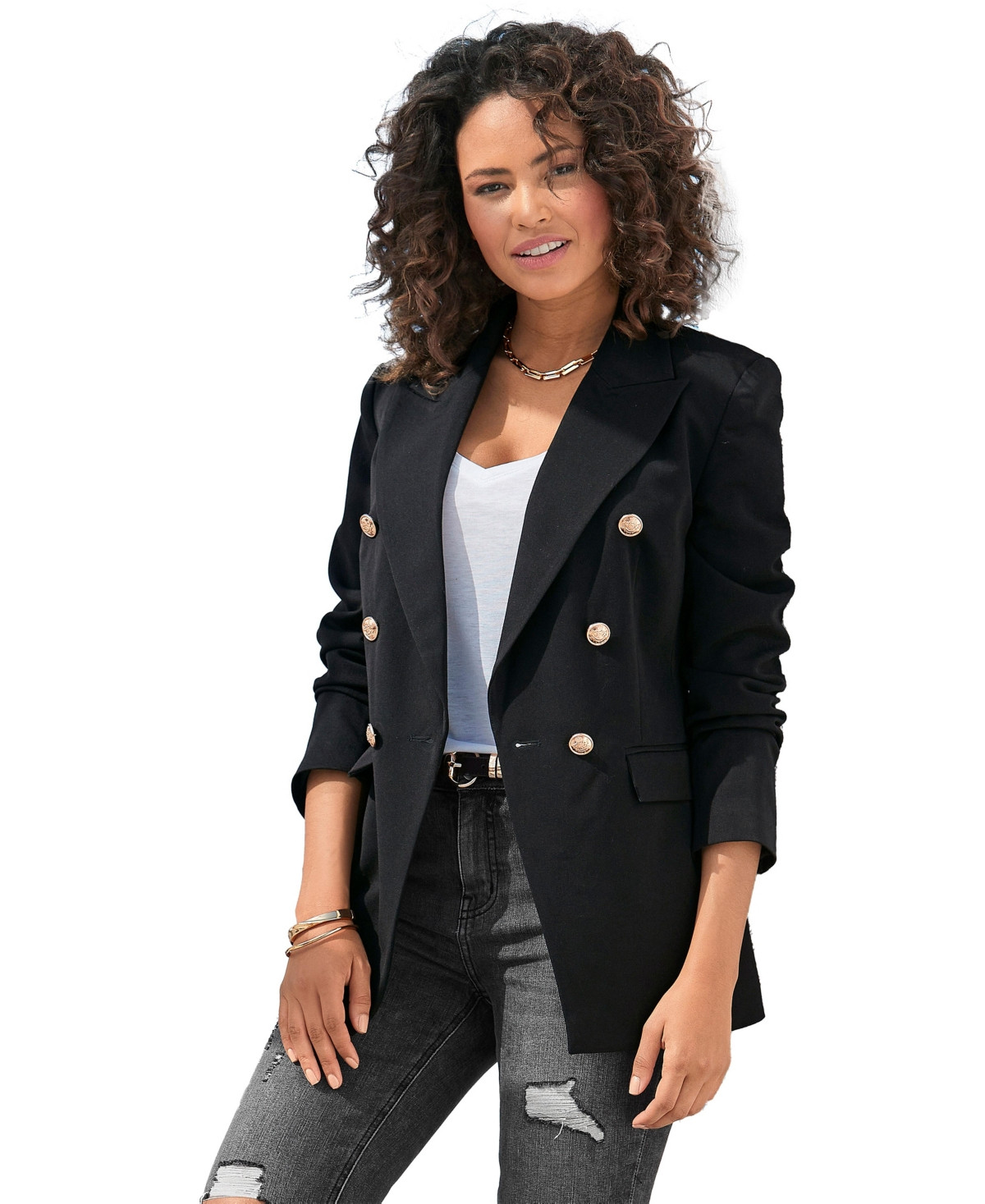 Lascana Women's Double Breasted Blazer - Black | Macy's