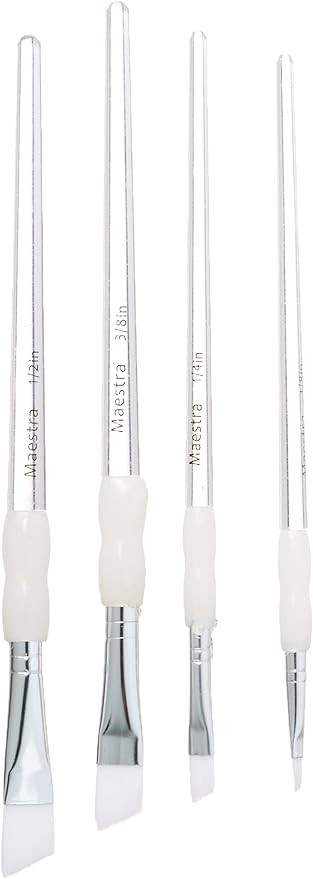 LINZER/AMERICAN BRUSH AM 4044 4 Piece White Taklon Angular Artist Paint Brush Set | Amazon (US)