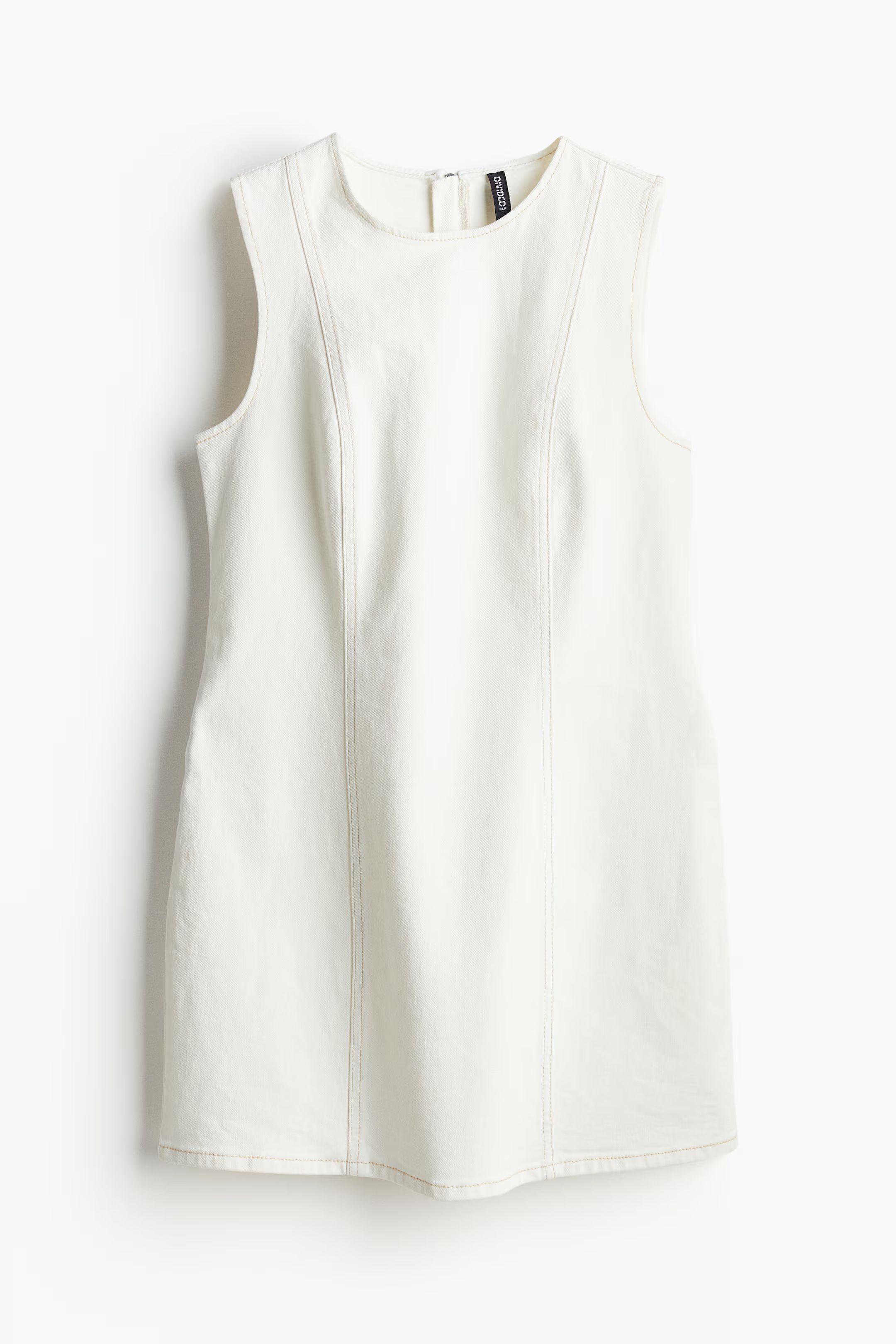 A-line twill dress - Round neck - Sleeveless - Cream - Ladies | H&M GB | H&M (UK, MY, IN, SG, PH, TW, HK)