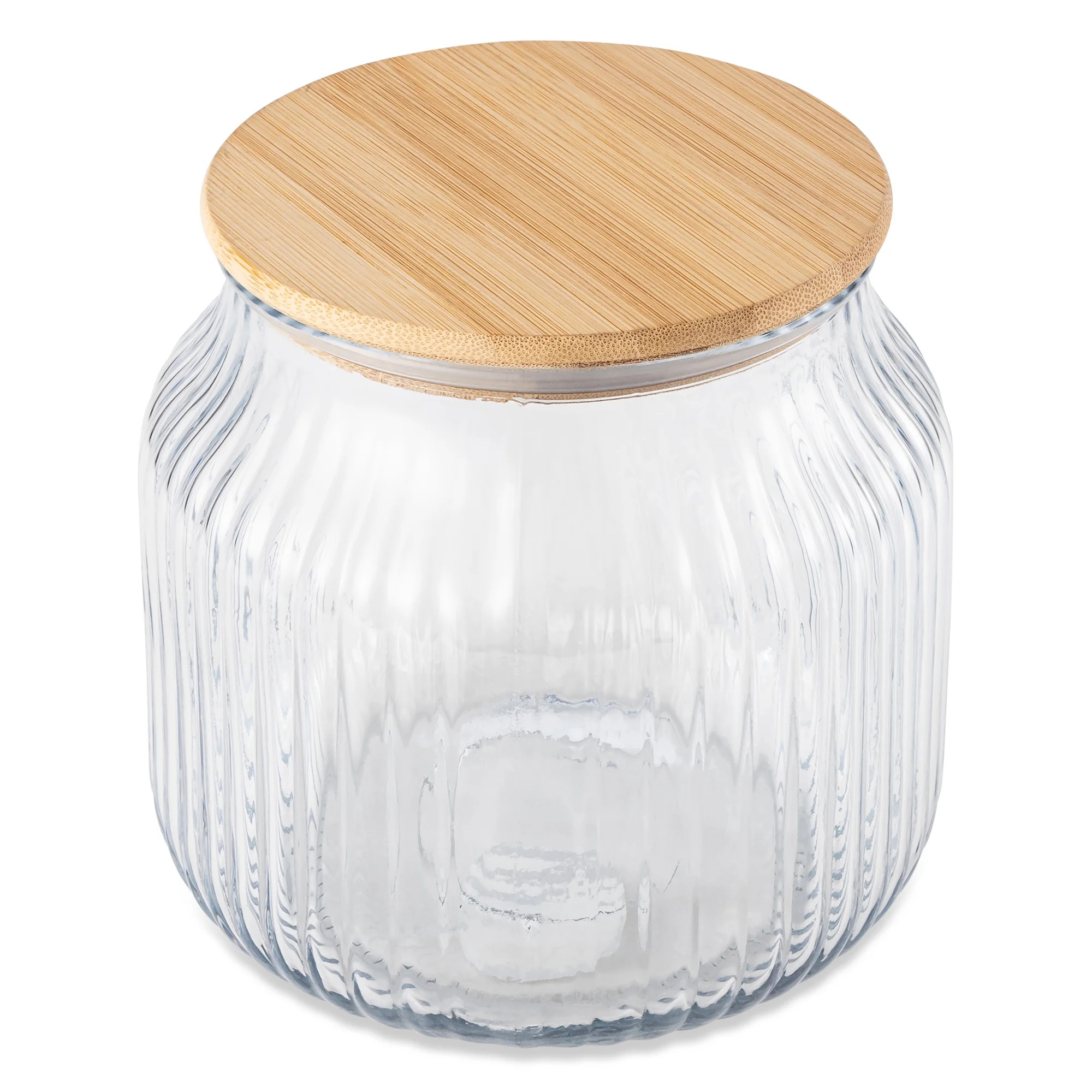 Thyme & Table Small (2.2 L) Ribbed Glass Kitchen Organization Jar with Bamboo Lid, Clear - Walmar... | Walmart (US)