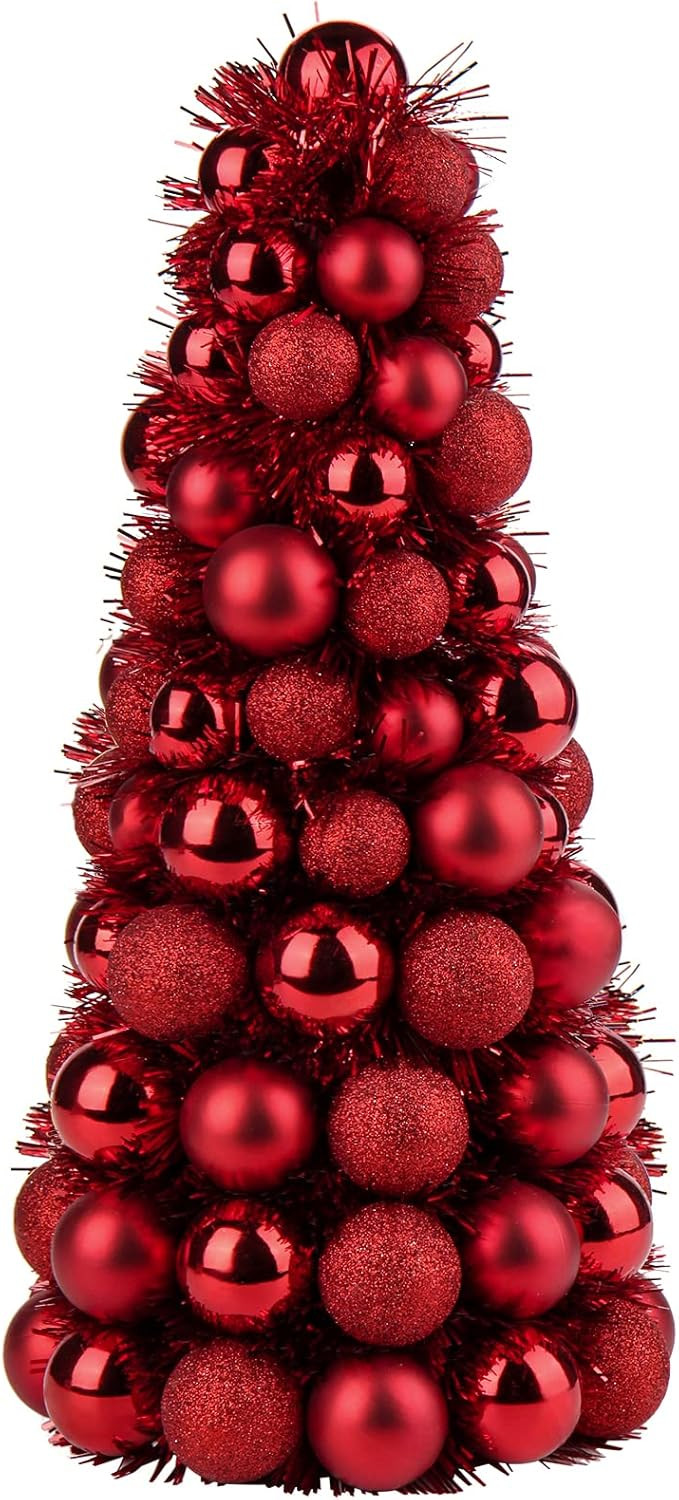 16" Small Tabletop Christmas Tree, Mini Xmas Tree with 94 Shatterproof Christmas Ornaments Balls ... | Amazon (US)